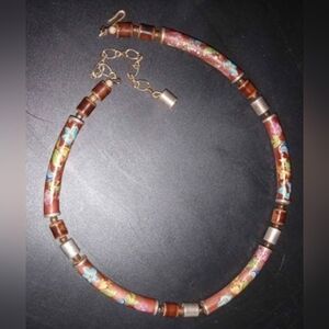 LAST CALL! Vintage 1980s Japanese Style Ceramic Cloisonne Tube Bead Choker
